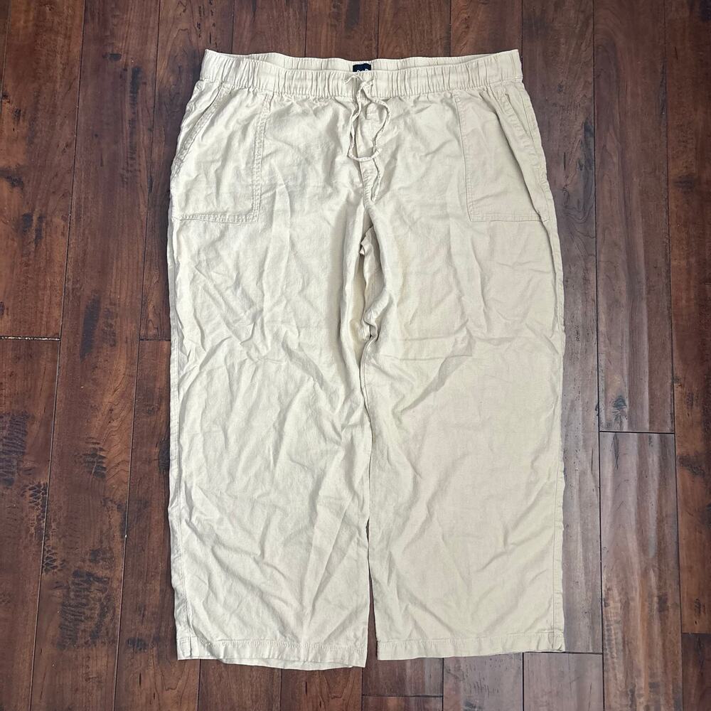 Gap Linen Blend Wide Leg Pants Womens XXL Beige Resortwear Comfortable Beach